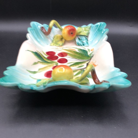 VINTAGE ITALIAN MAJOLICA HANDPAINTED CERAMIC CANDY/NUT DISH HAND-MADE IN ITALY - Picture 7 of 11